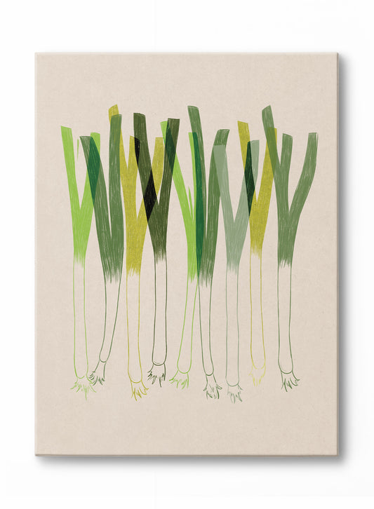 Green Onion Block Print, Canvas