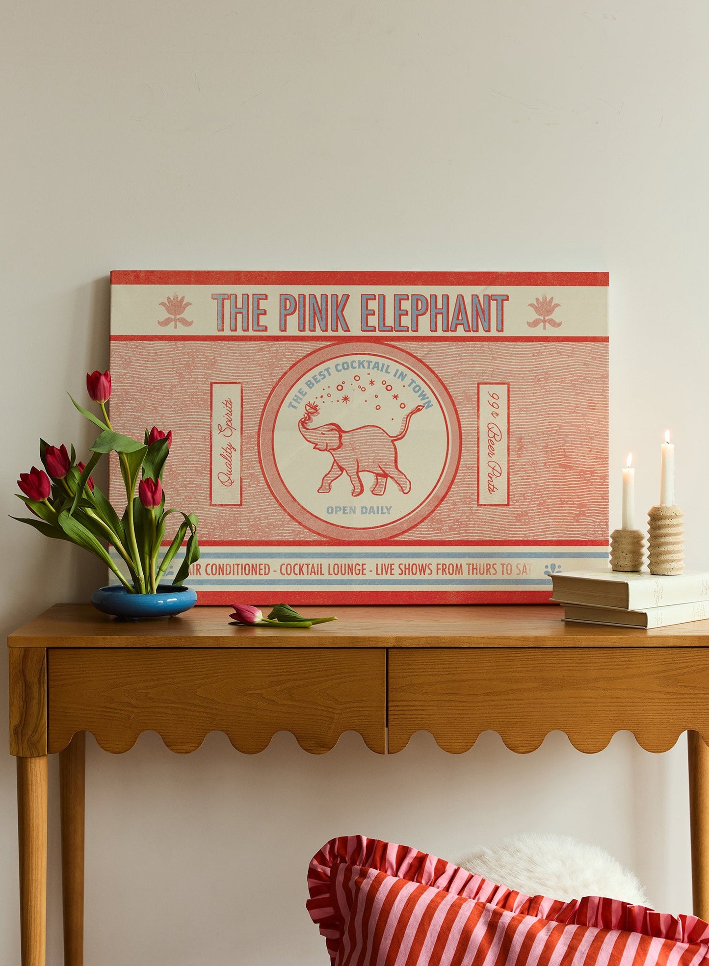 The Pink Elephant, Canvas