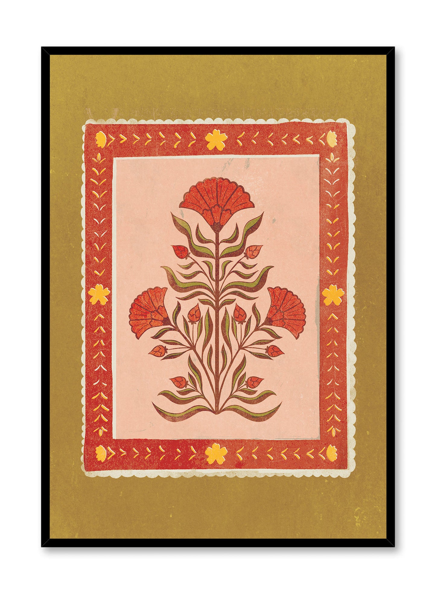 Vintage Scarlet Blossoms, Poster