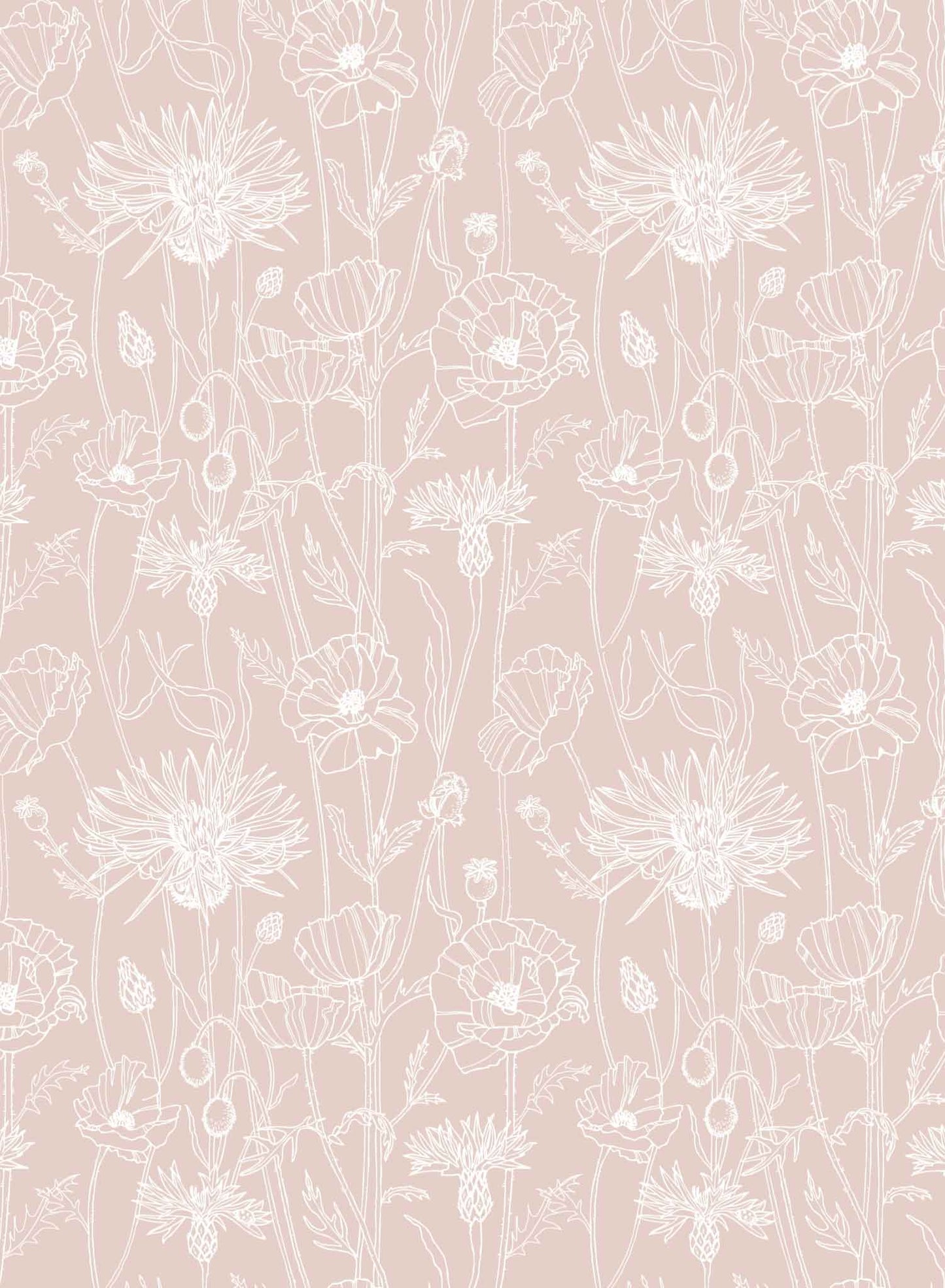 Poppy Field is a minimalist wallpaper by Opposite Wall of a field of tall poppy flowers.