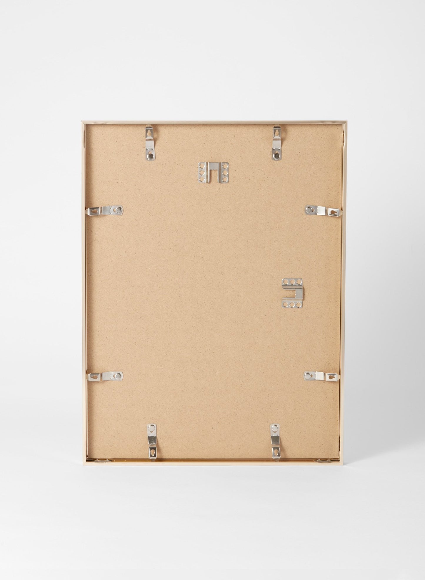 Scandinavian gold aluminum metal frame by Opposite Wall - Back of the frame and metal fasteners