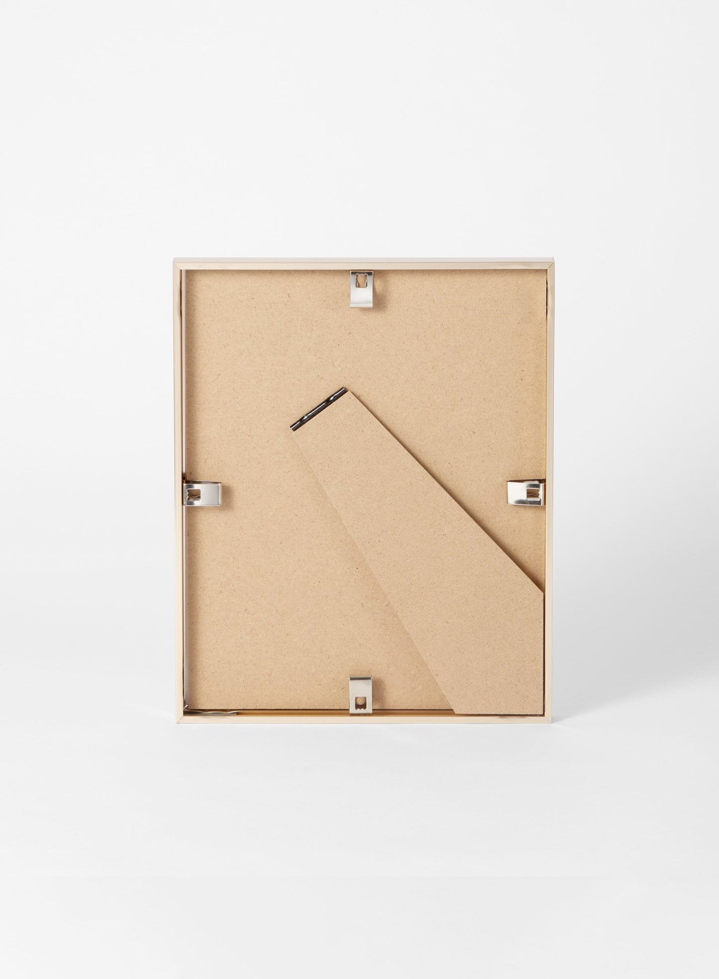 Scandinavian gold aluminum metal frame by Opposite Wall - Back of the frame and metal fasteners