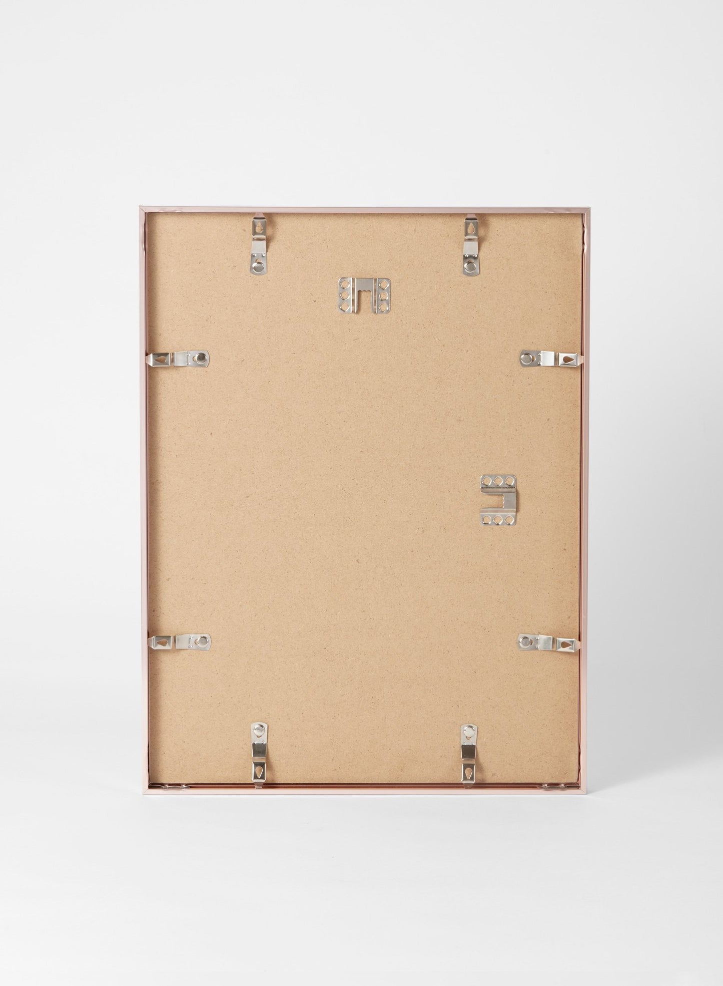Scandinavian rose gold aluminum metal frame by Opposite Wall - Back of the frame and metal fasteners