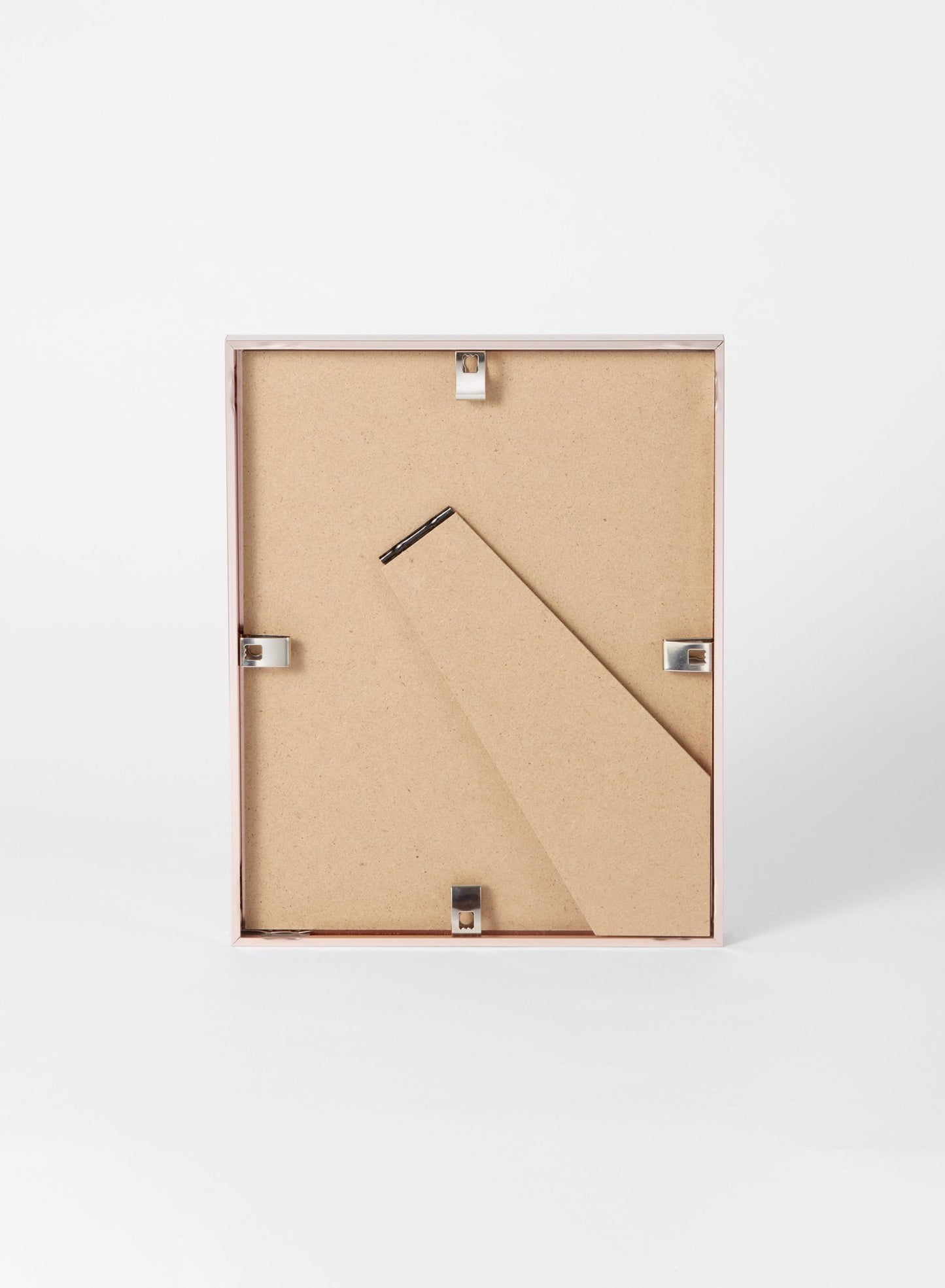 Scandinavian rose gold aluminum metal frame by Opposite Wall - Back of the frame and metal fasteners