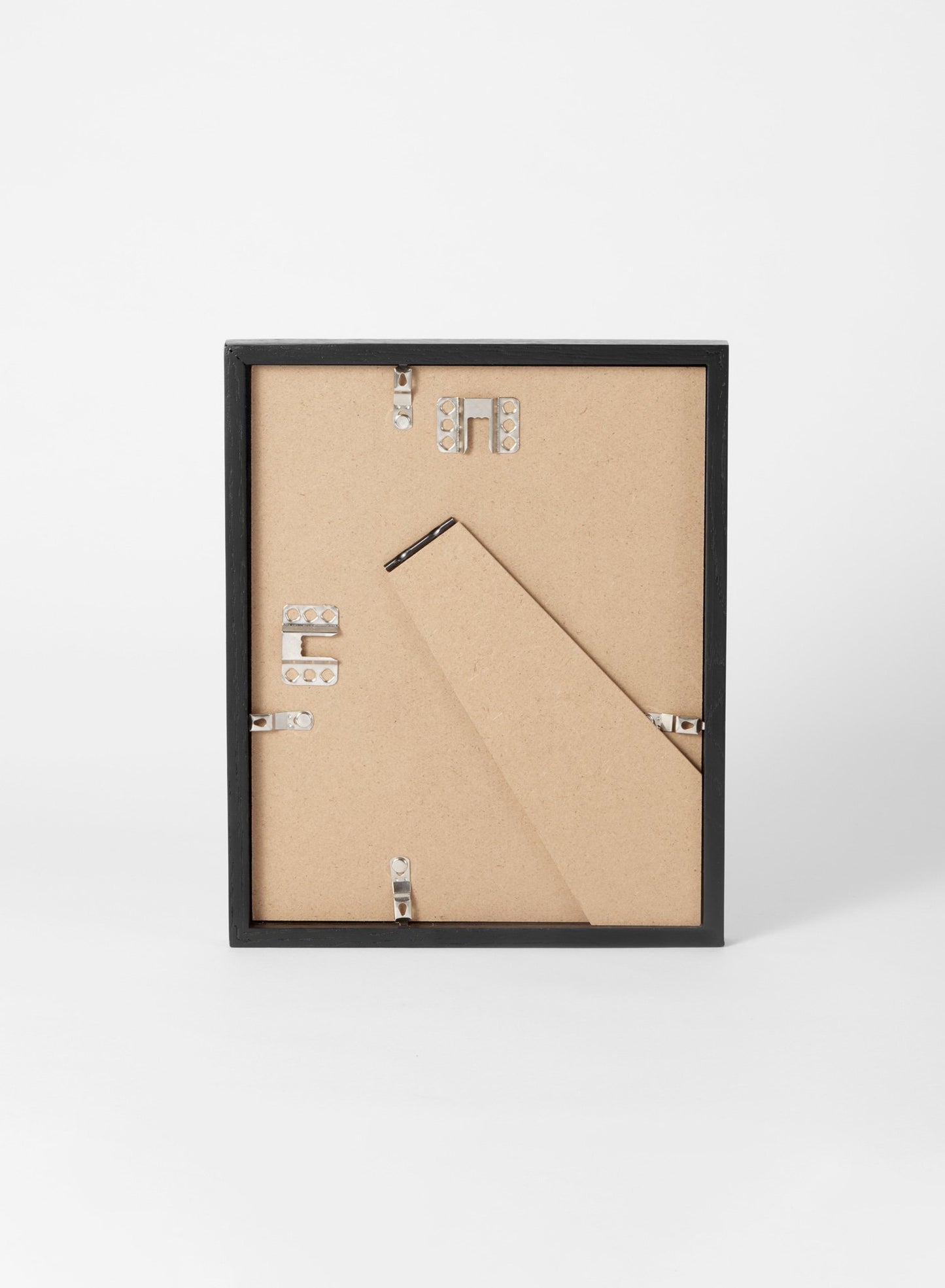 Scandinavian black oak frame by Opposite Wall - Back of the frame and metal fasteners