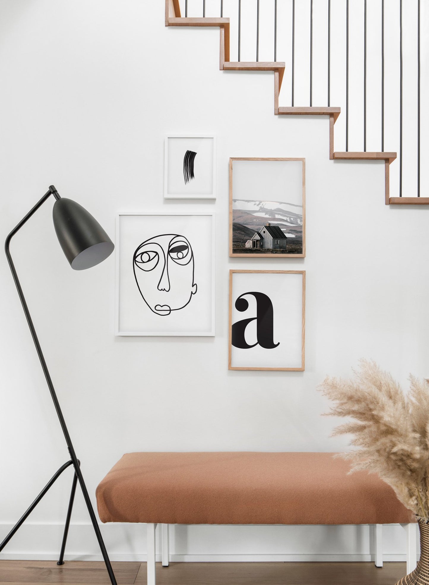 Scandinavian poster by Opposite Wall with abstract line art illustration - Gallery wall - Staircase