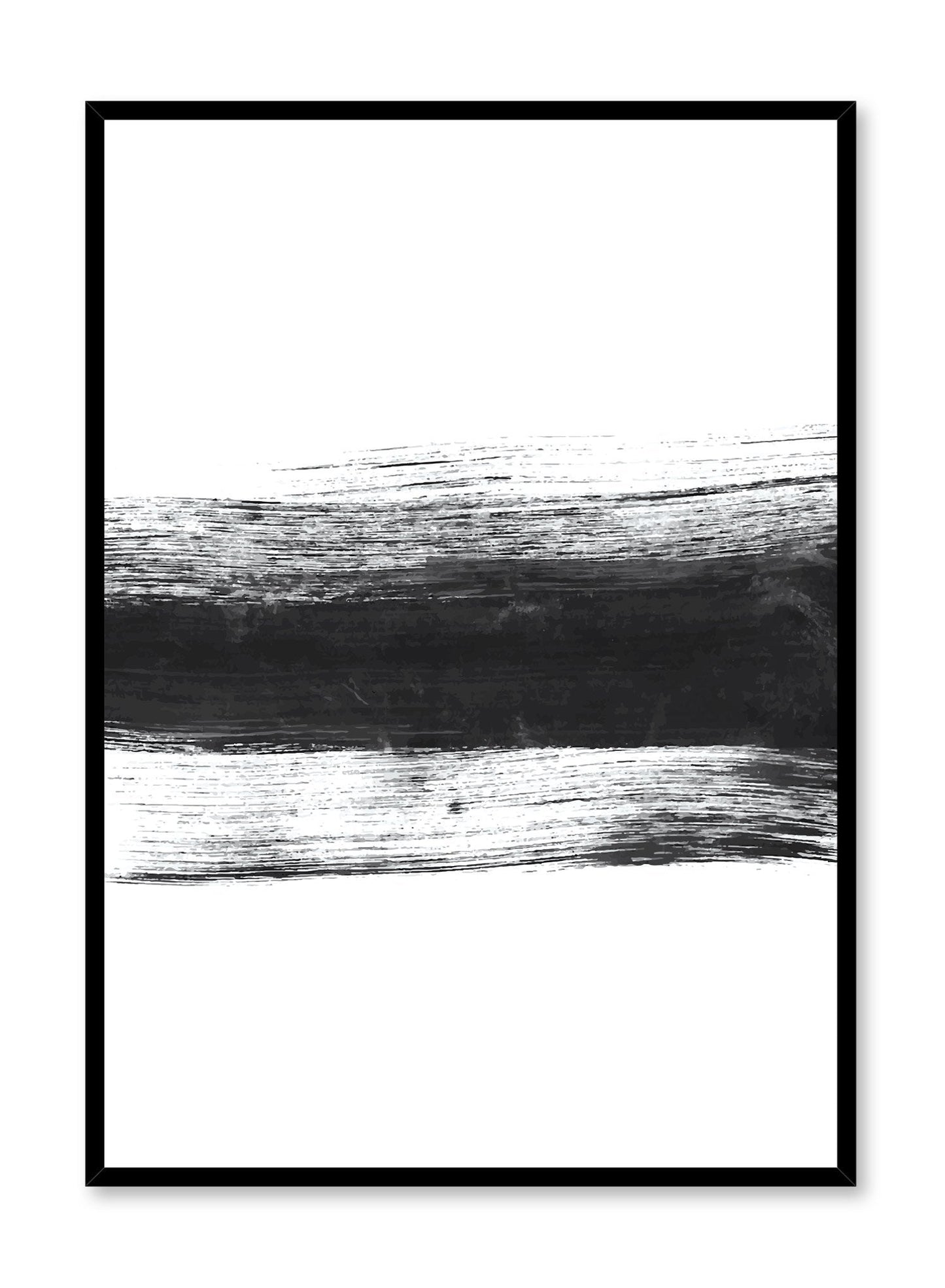 Modern minimalist abstract art poster of black paintbrush stroke