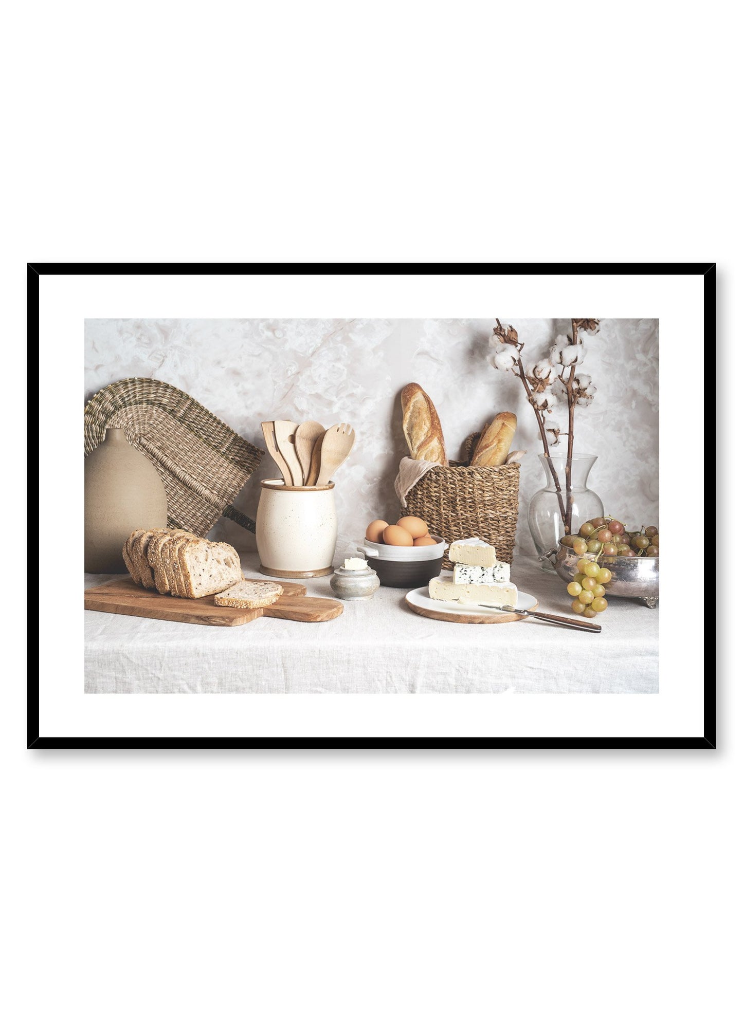 Ode to Carbs is a food still life photography poster with bread, butter and cheese by Opposite Wall.