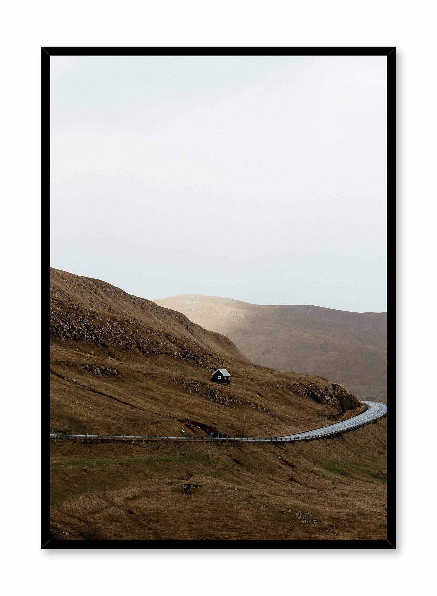 The Hermit' is a landscape photography poster by Opposite Wall of a lone house in the mountains in the Faroe Islands.
