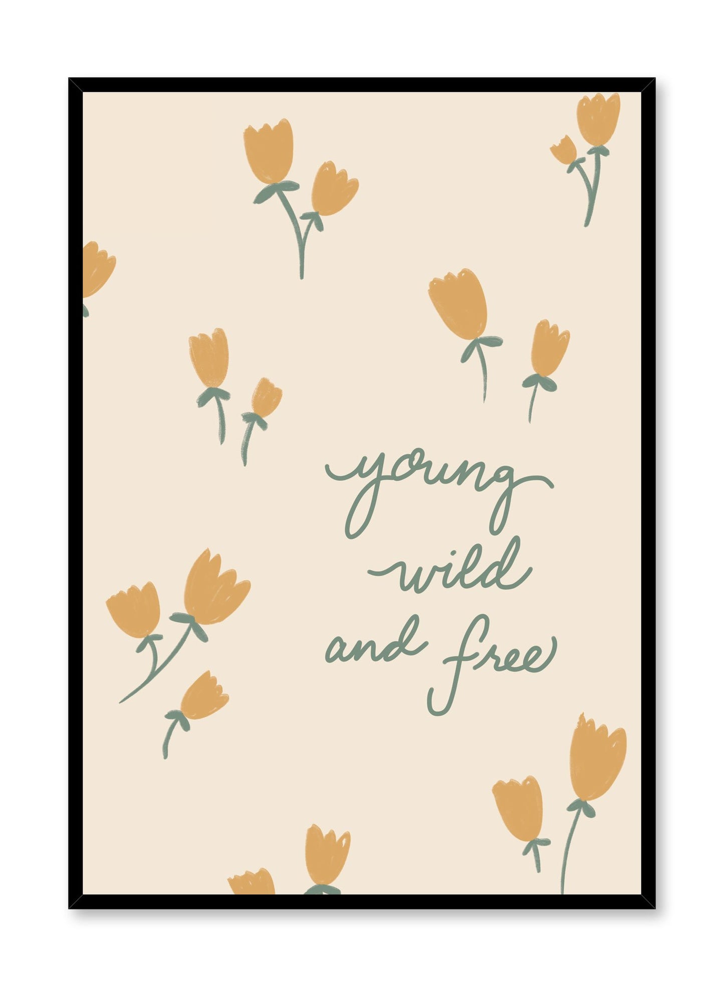 Young Wild & Free is a minimalist typography by Opposite Wall of the words "Young, Wild and Free".