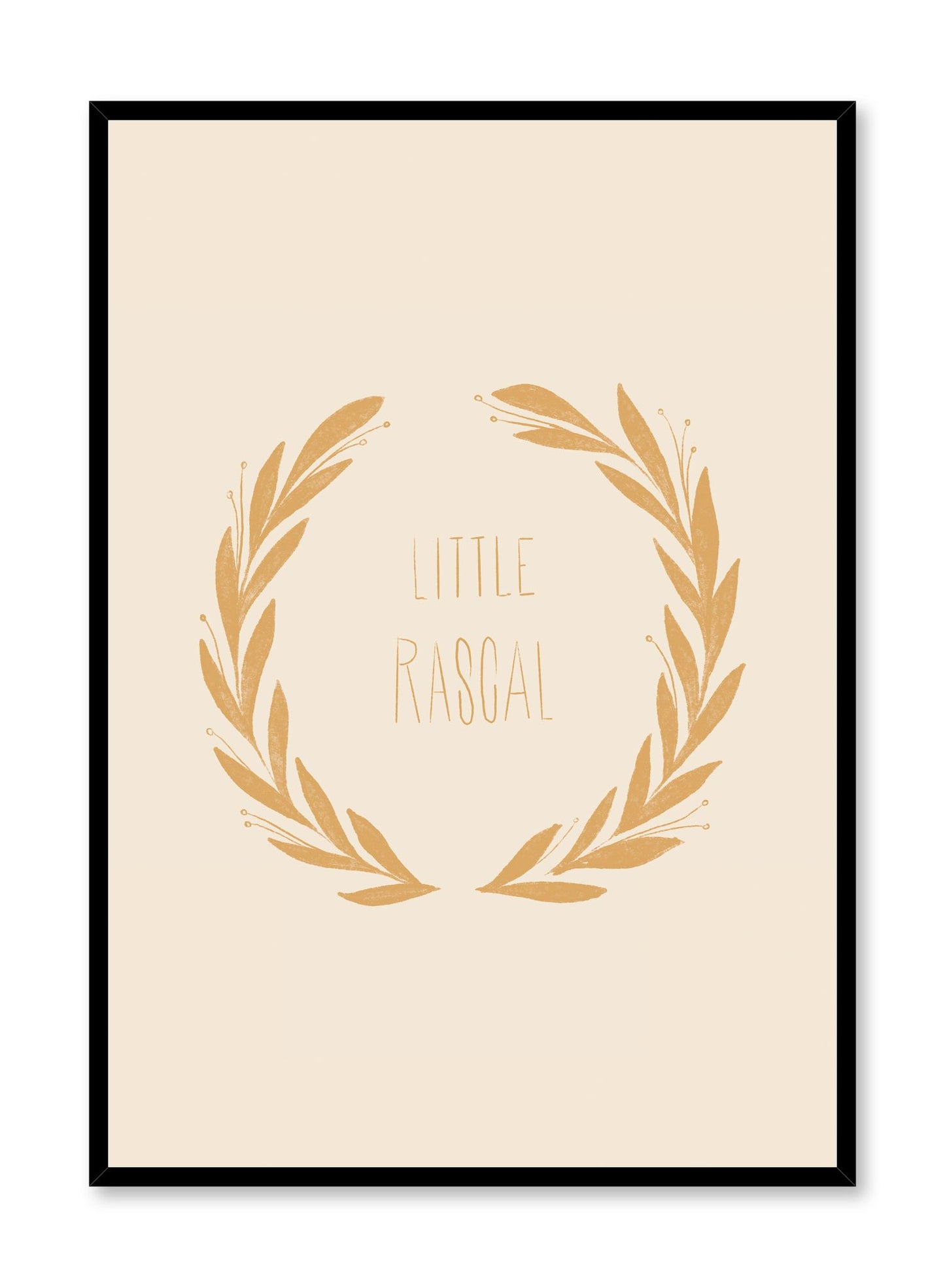 Little Rascal is a minimalist typography by Opposite Wall of the words "Little Rascal" wrapped around a leaf pattern.