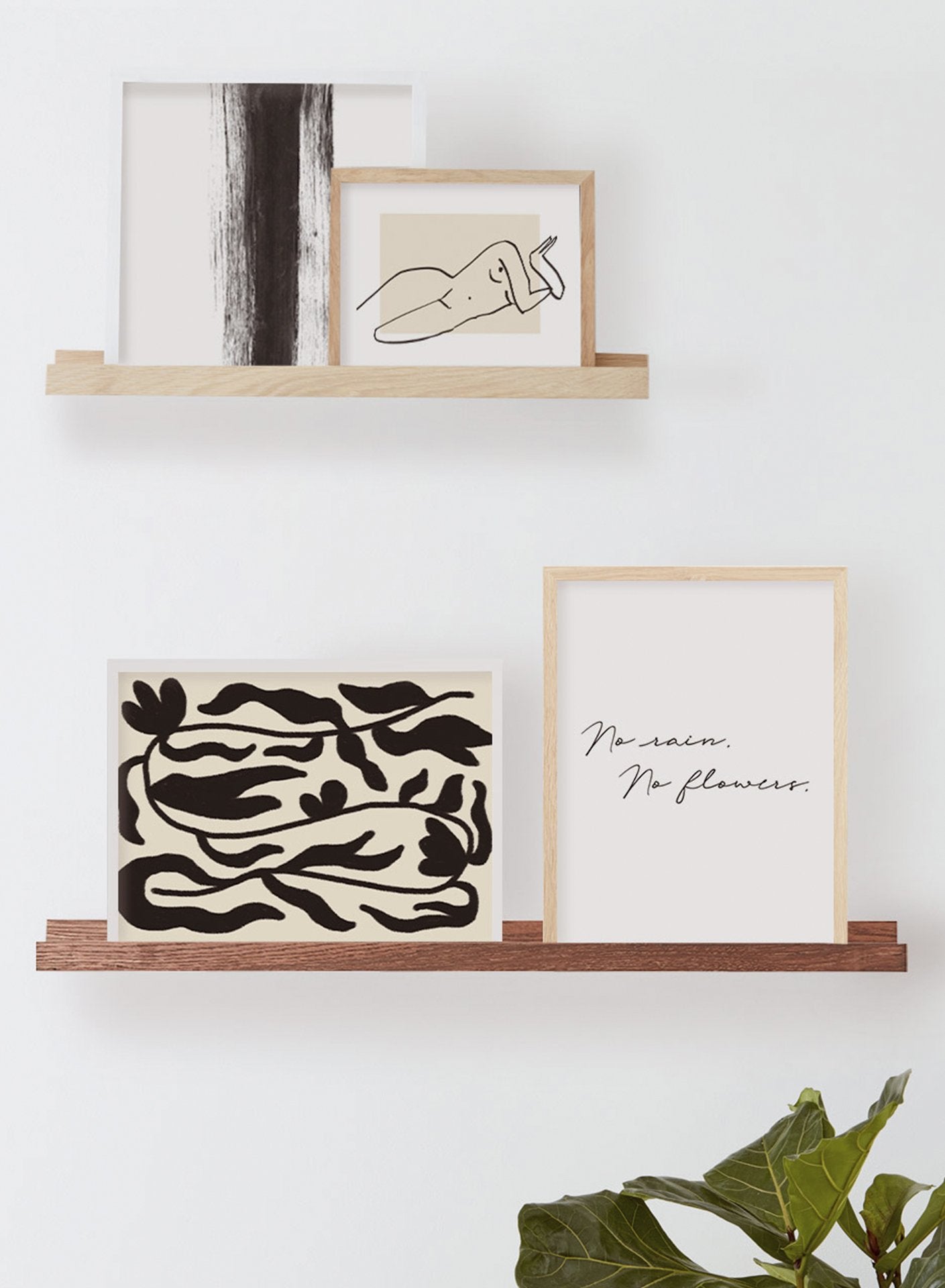 Dark Oak Wall Shelf, 35 in | 89 cm