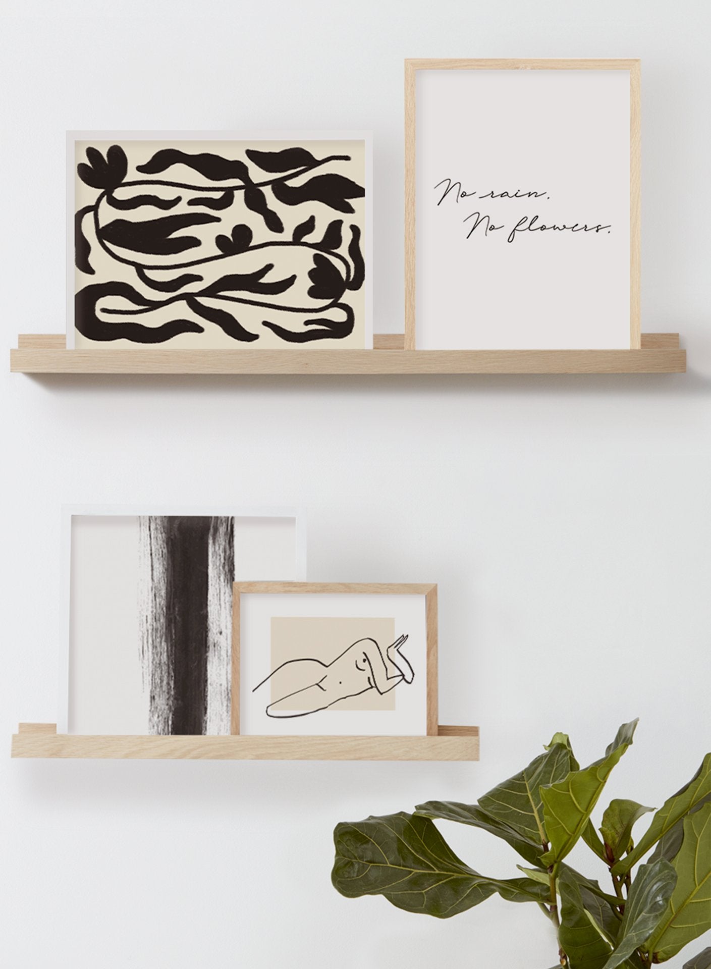 Solid Oak Wall Shelf, 35 in | 89 cm