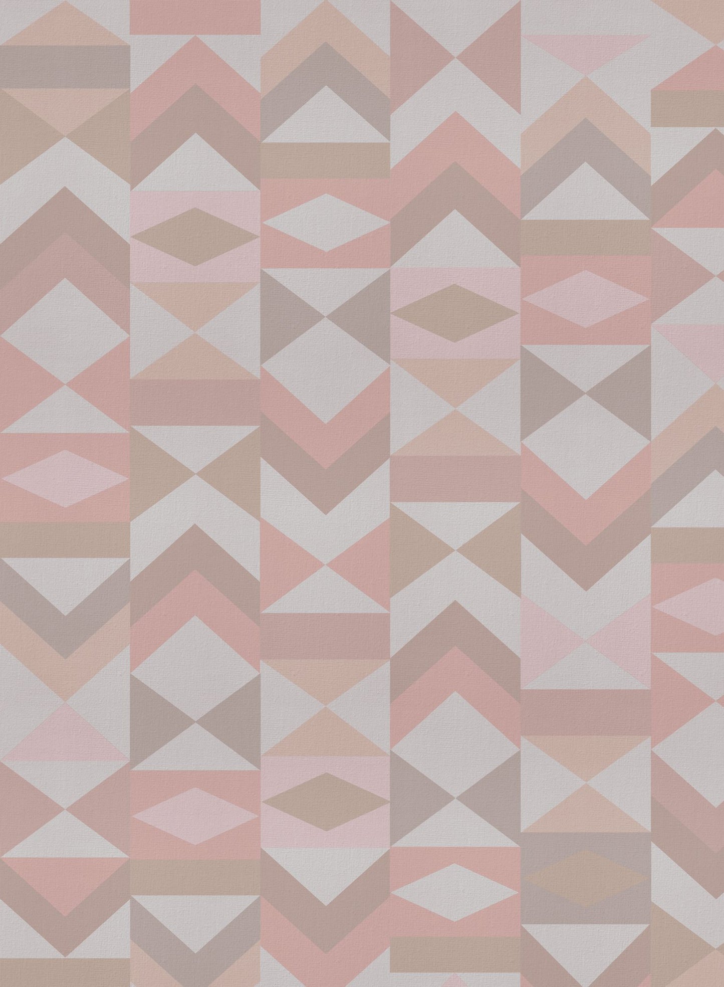 Tangram is a minimalist wallpaper by Opposite Wall of various vertical arrangements of colourful triangles.