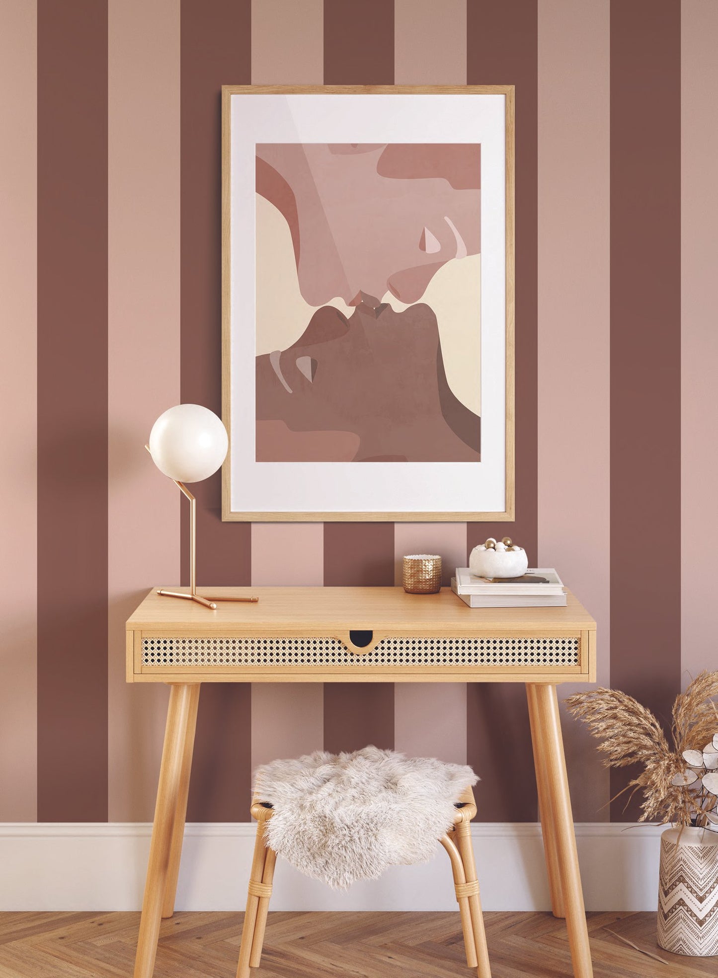 Bengale is a minimalist wallpaper by Opposite Wall of the classic two-tone vertical stripes.