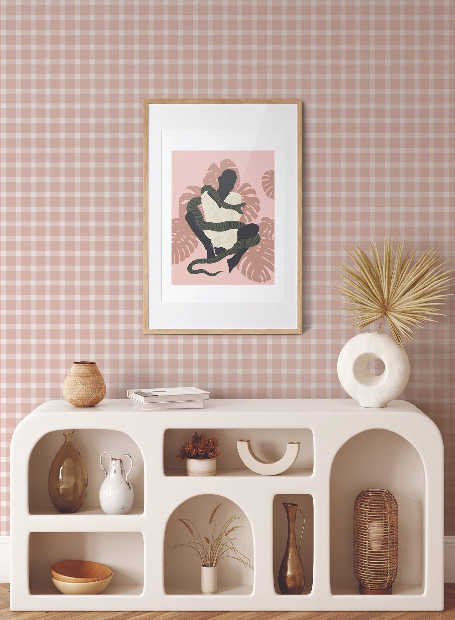 Dorothy is a minimalist wallpaper by Opposite Wall of a soft pastel checkered pattern.