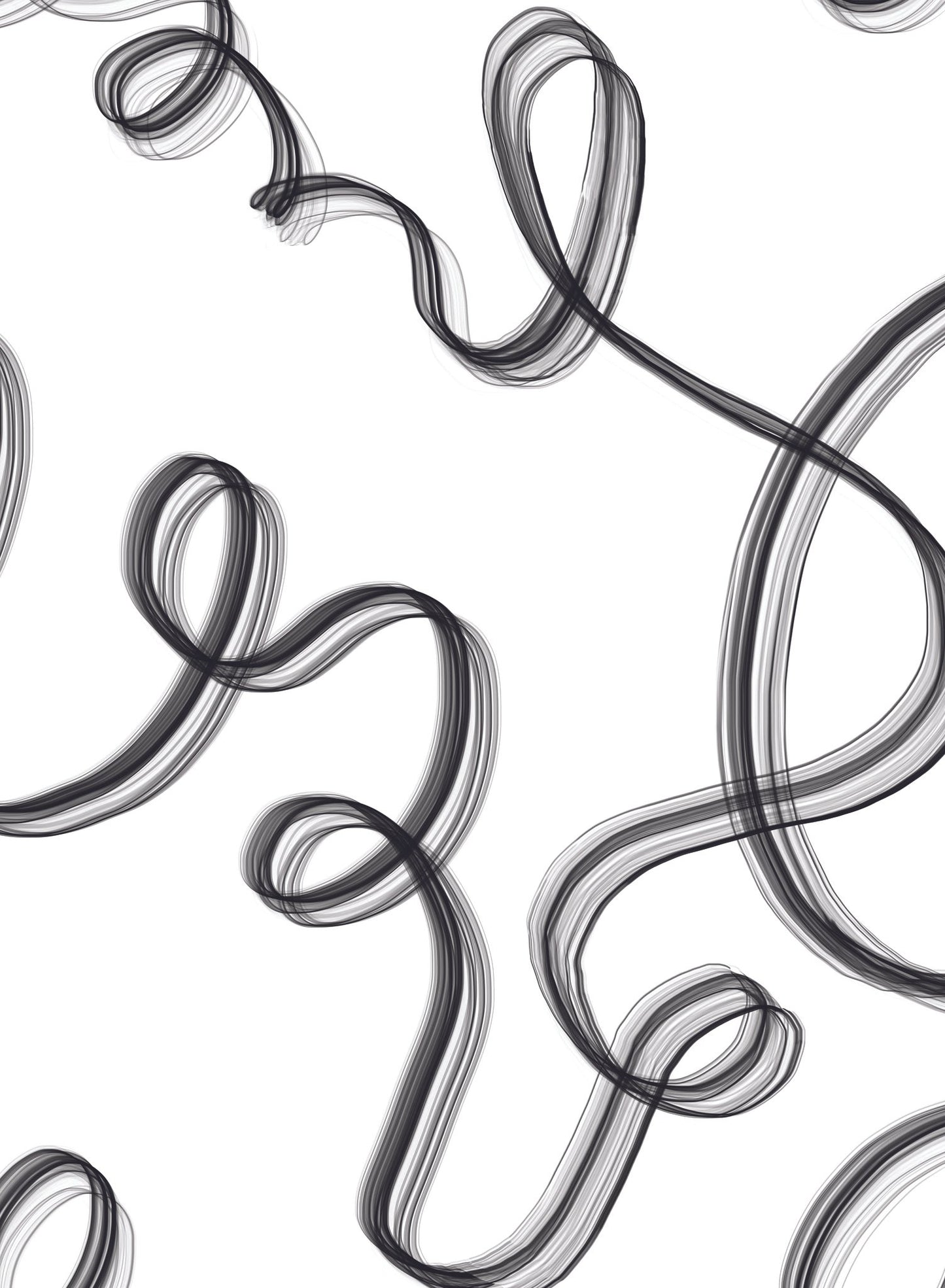 Up in Smoke is a minimalist wallpaper by Opposite Wall of cursive lines travelling on the wall.