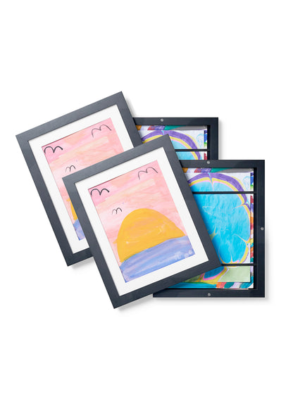 Kids Art Frame in Black Solid Wood (2 Pack), 8.5x11 in | 22x28 cm