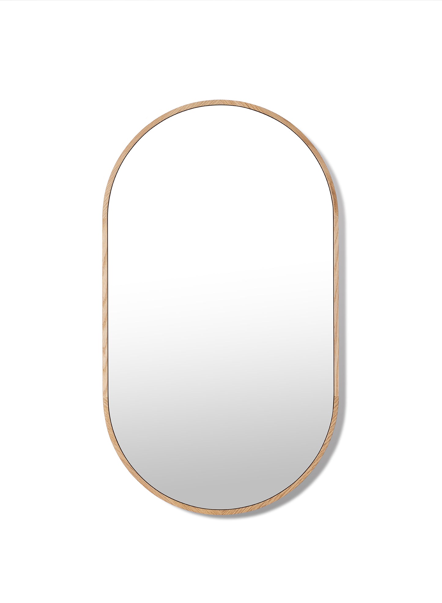 Luna Oval Mirror – Natural, Oak Frame, 15x26 in | 38x66 cm