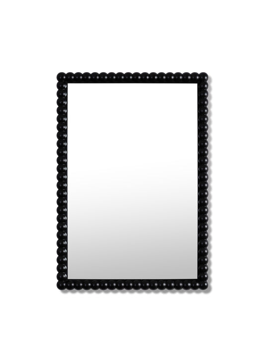 Small Stone Bobbin Mirror – Black, Oak Frame, 20x30 in | 51x76 cm