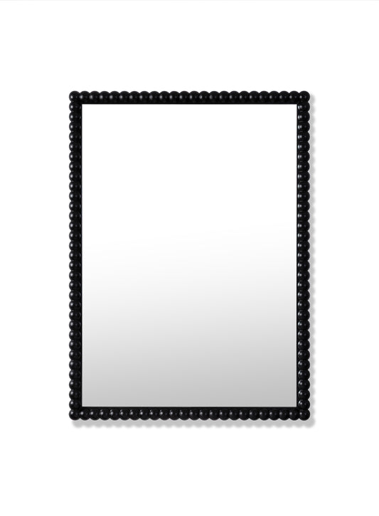Large Stone Bobbin Mirror – Black, Oak Frame, 28x40 in | 70x100 cm