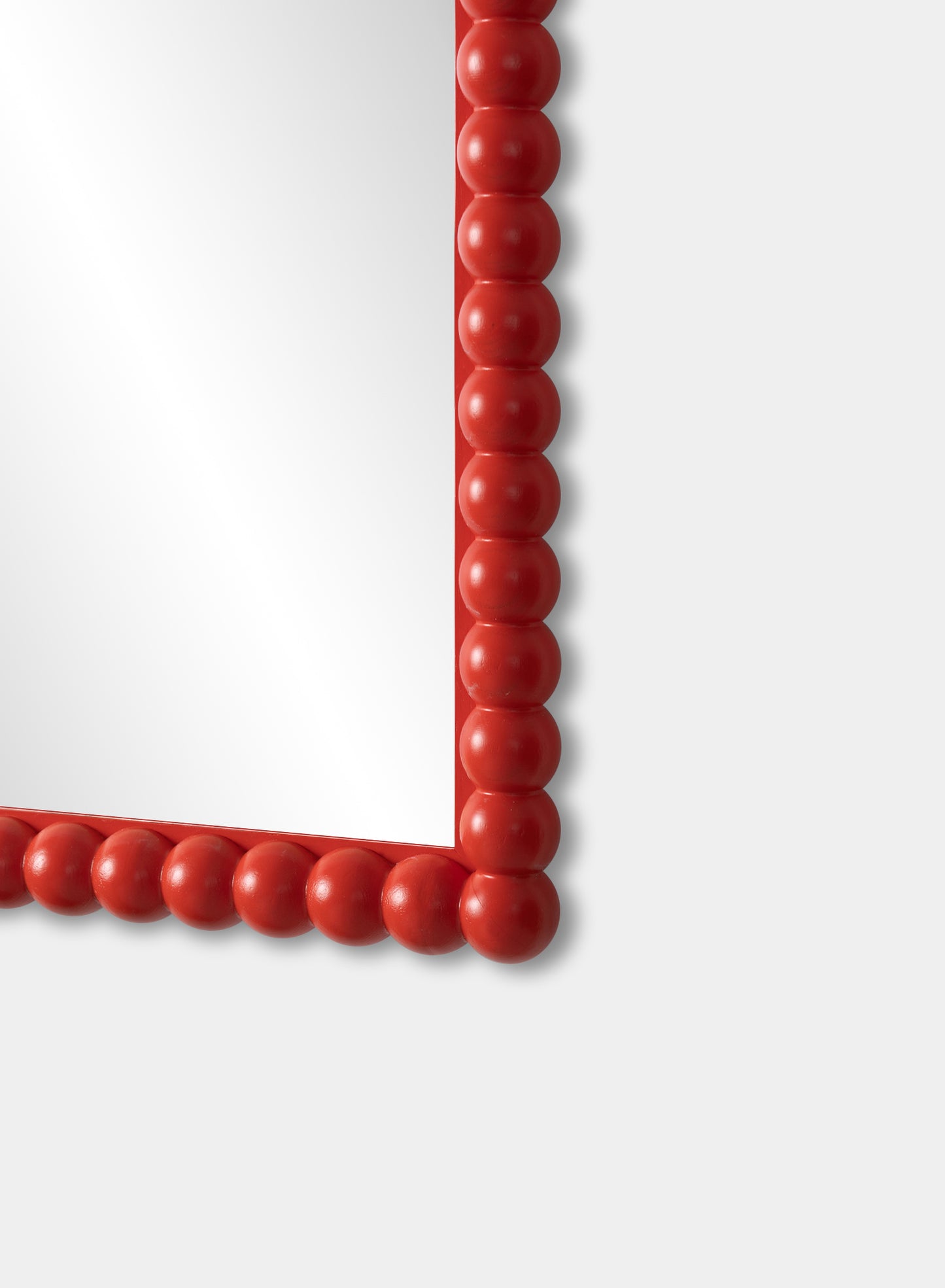 Small Poppy Bobbin Mirror – Red, Oak Frame, 20x30 in | 51x76 cm