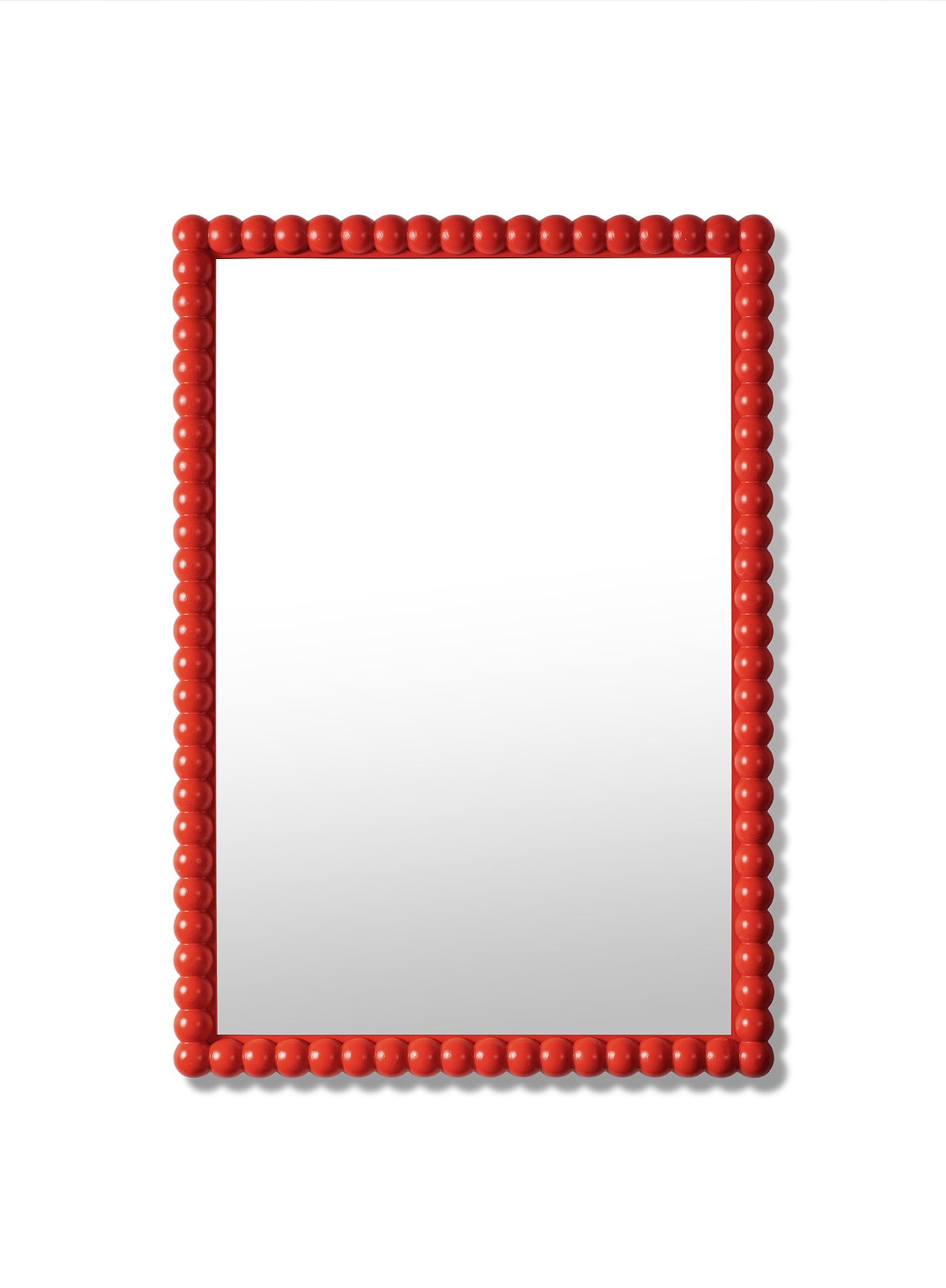 Small Poppy Bobbin Mirror – Red, Oak Frame, 20x30 in | 51x76 cm