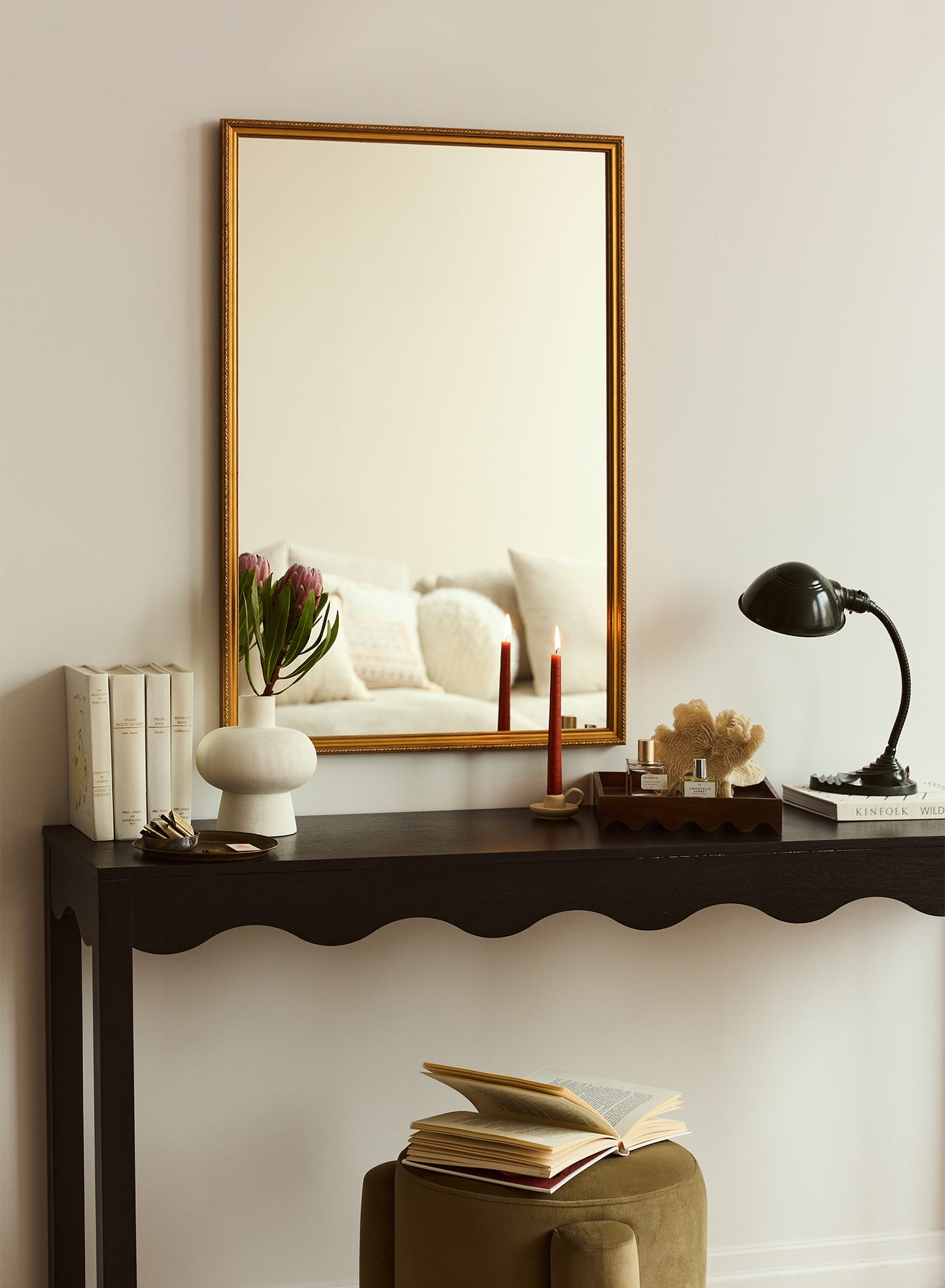 Miroir rectangulaire vintage Elena – Pin massif, 24x36 po | 61x91 cm