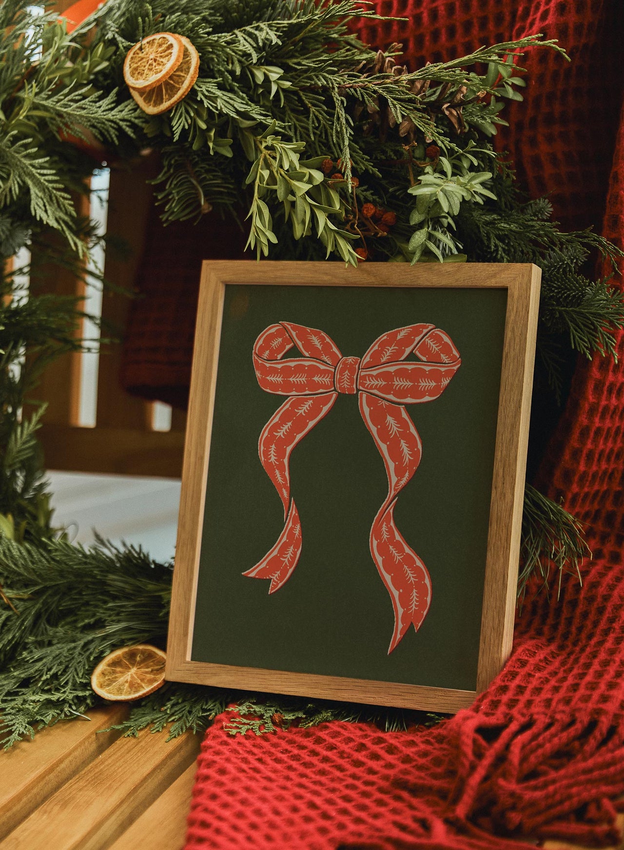 Vintage Holiday Bow Traditional, Poster