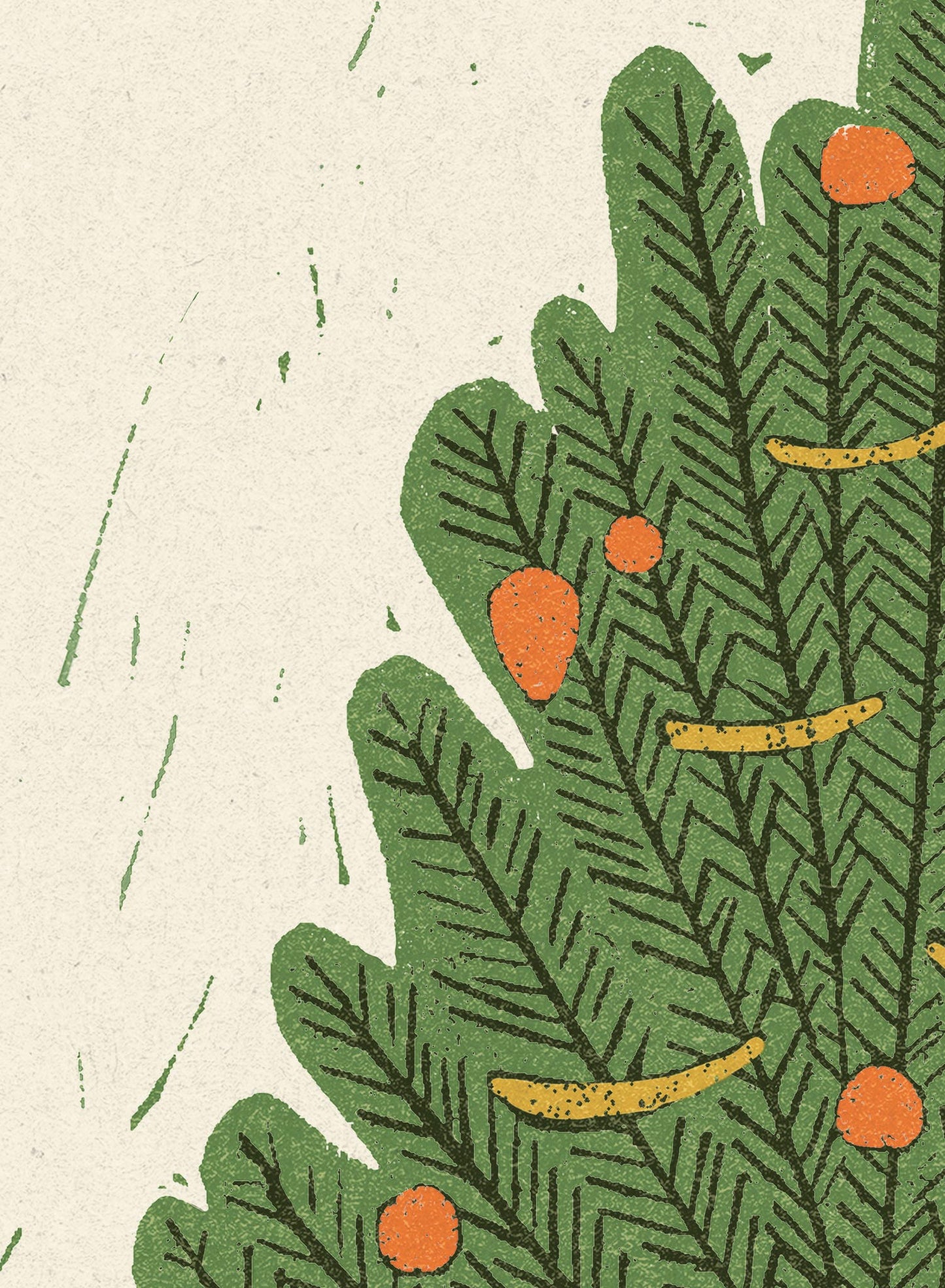 Vintage Holiday Tree Block Print, Canvas