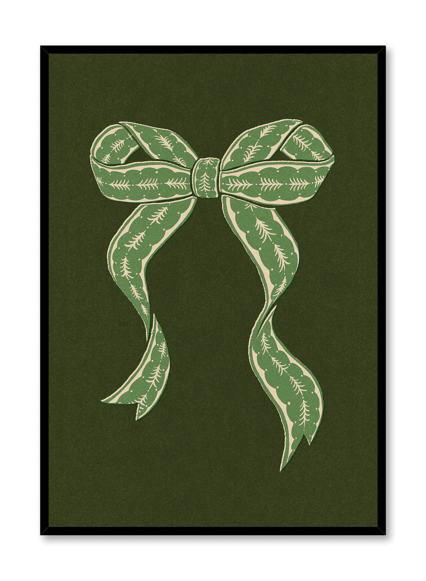 Vintage Holiday Bow Evergreen, Poster