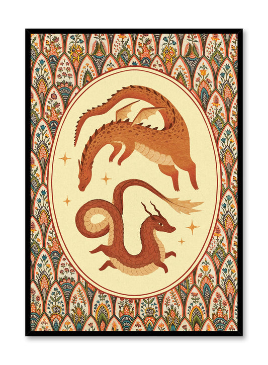 Deux dragons qui jouent (rouille), Affiche