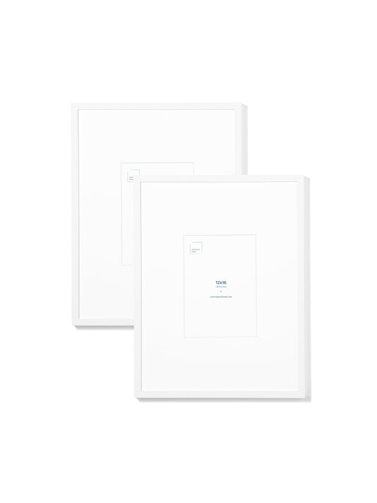 White Oak 2-Pack 12x16 Picture Frame Set with White Mats – 5x7 Opening