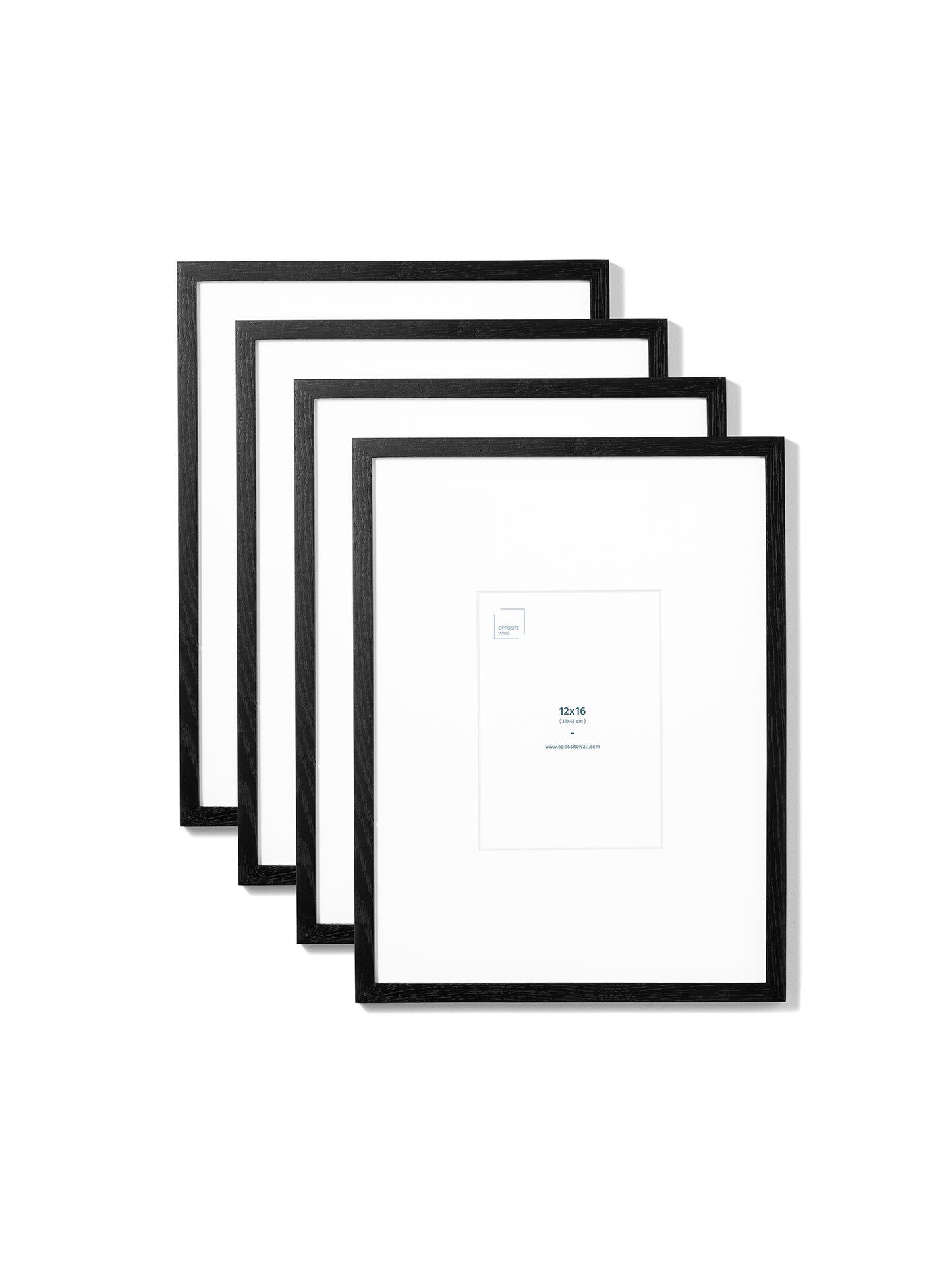 Black Oak 4-Pack 12x16 Picture Frame Set with White Mats – 5x7 Opening