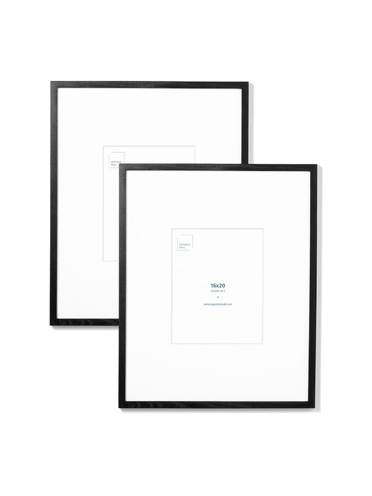 Black Oak 2-Pack 16x20 Picture Frame Set with White Mats – 8x10 Opening