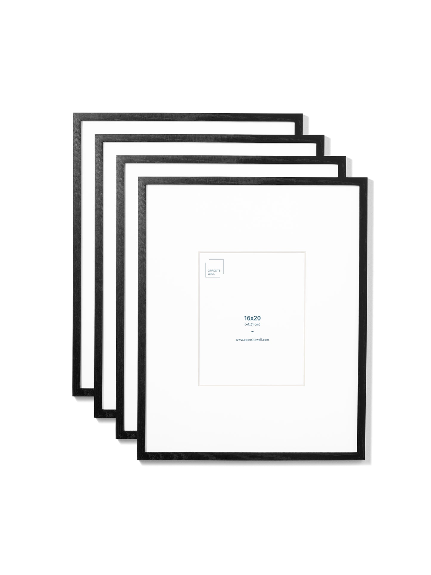 Black Oak 4-Pack 16x20 Picture Frame Set with White Mats – 8x10 Opening