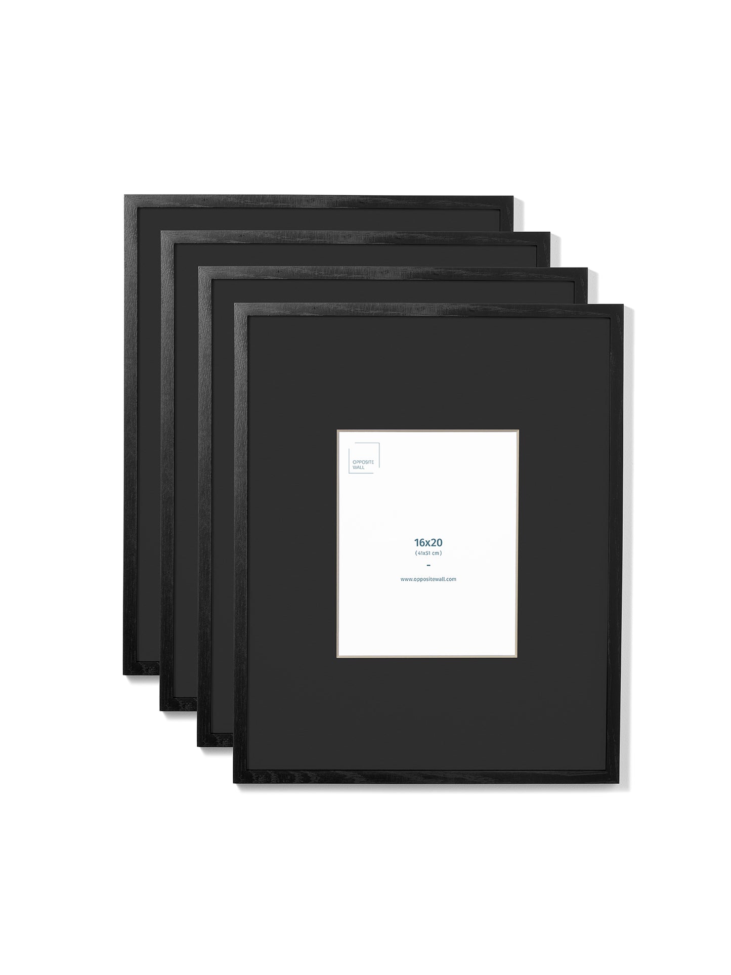 Black Oak 4-Pack 16x20 Picture Frame Set with Black Mats – 8x10 Opening