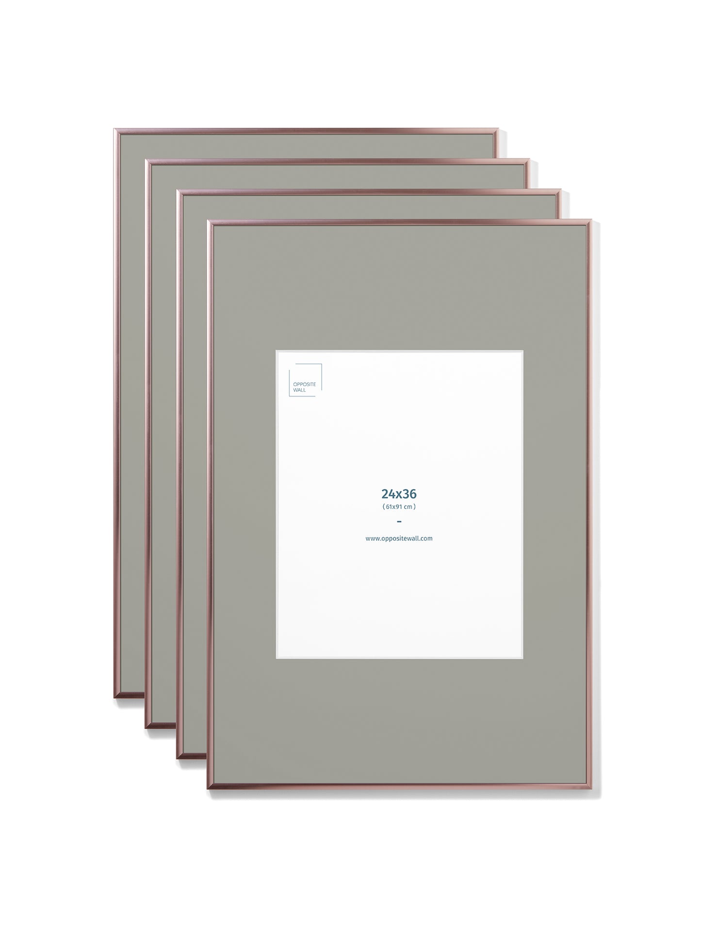 Rose Gold Metal 4-Pack 24x36 Picture Frame Set with Grey Mats – 16x20 Opening