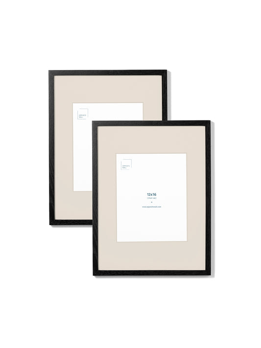 Black Oak 2-Pack 12x16 Picture Frame Set with Beige Mats – 8x10 Opening