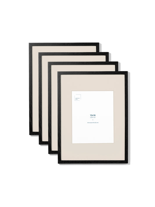 Black Oak 4-Pack 12x16 Picture Frame Set with Beige Mats – 8x10 Opening