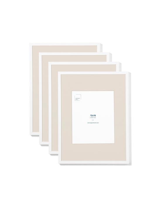 White Oak 4-Pack 12x16 Picture Frame Set with Beige Mats – 8x10 Opening