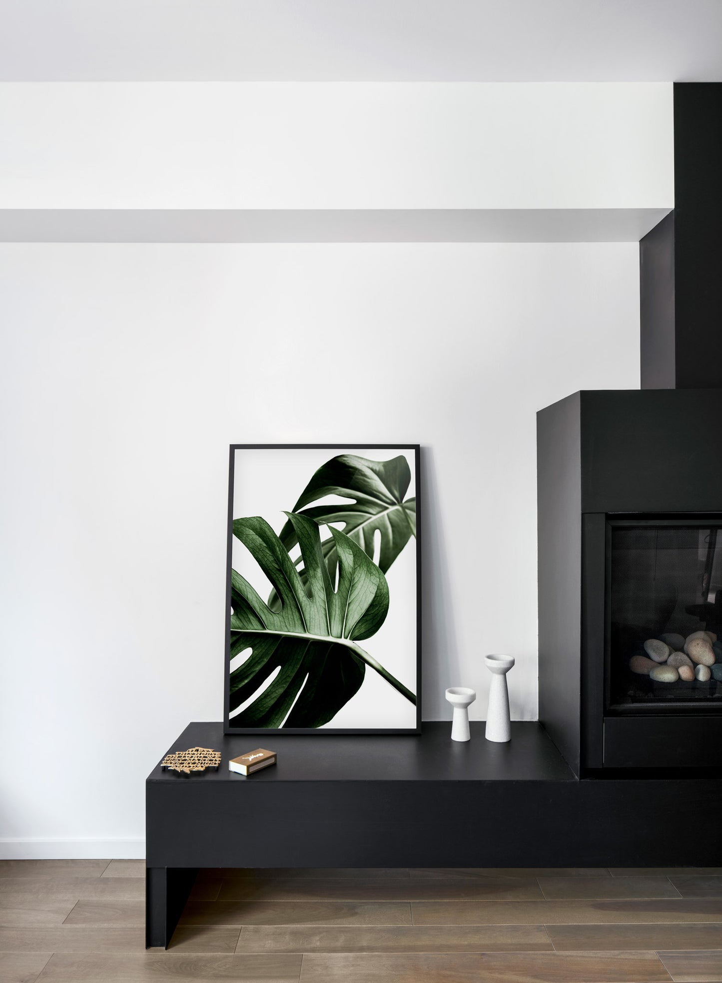 Scandinavian poster by Opposite Wall with trendy with Monstera leaf Overlap - Fireplace