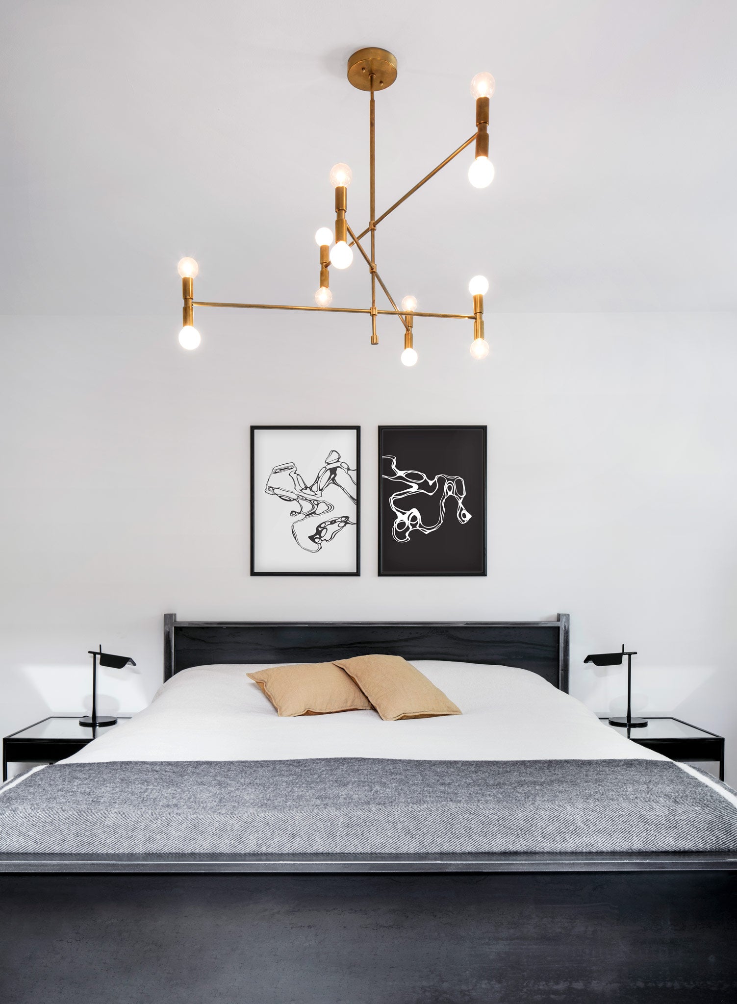 Scandinavian art print by Opposite Wall with with black and white abstract graphic design - Organic No. 2 - Bedroom