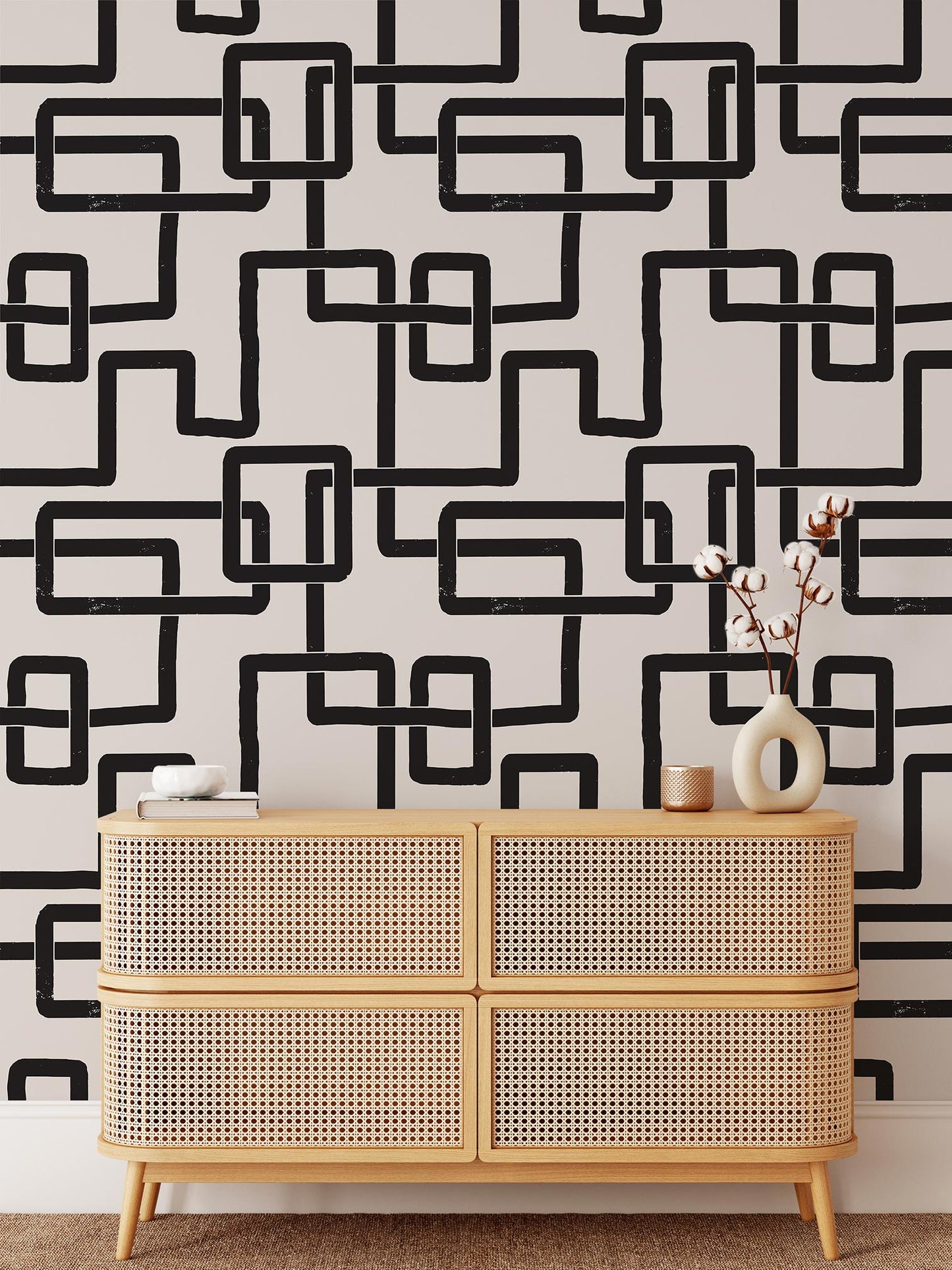 Imbroglio is a minimalist wallpaper by Opposite Wall of lines forming a path to resemble a maze.