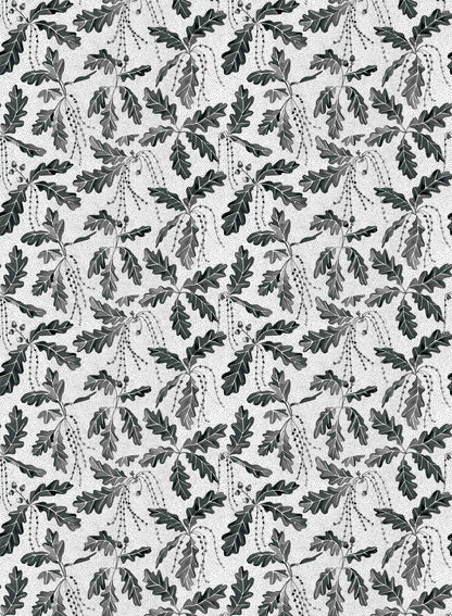 Oak Catkin is a minimalist wallpaper by Opposite Wall of leaves and catkins of oak trees.