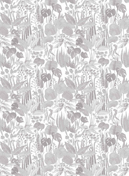 Tropicalia is a minimalist wallpaper by Opposite Wall of a variety of tropical plant leaves.