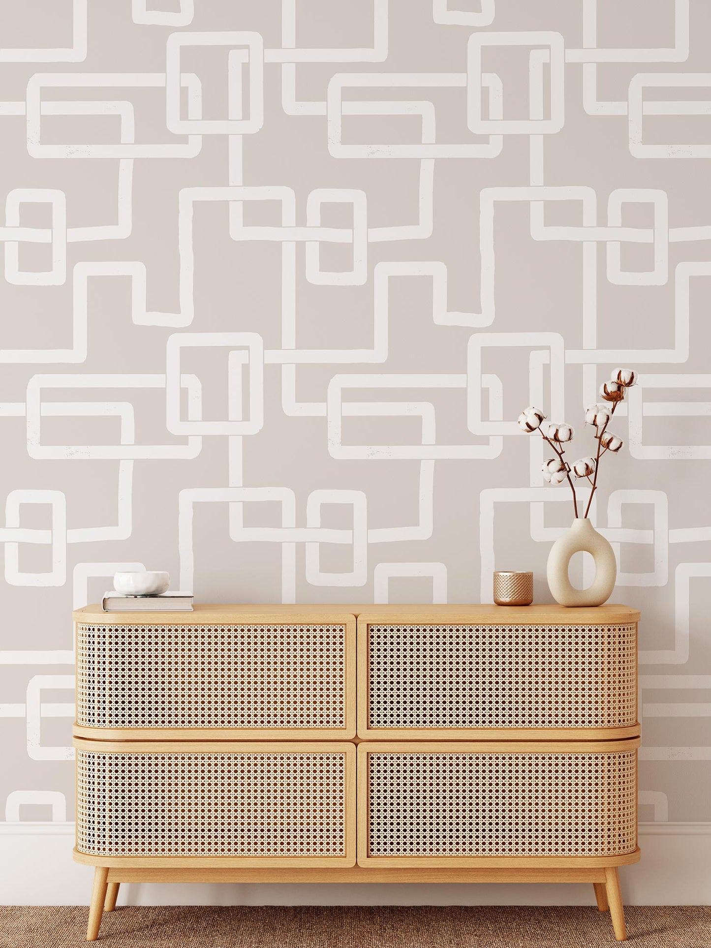 Imbroglio is a minimalist wallpaper by Opposite Wall of lines forming a path to resemble a maze.