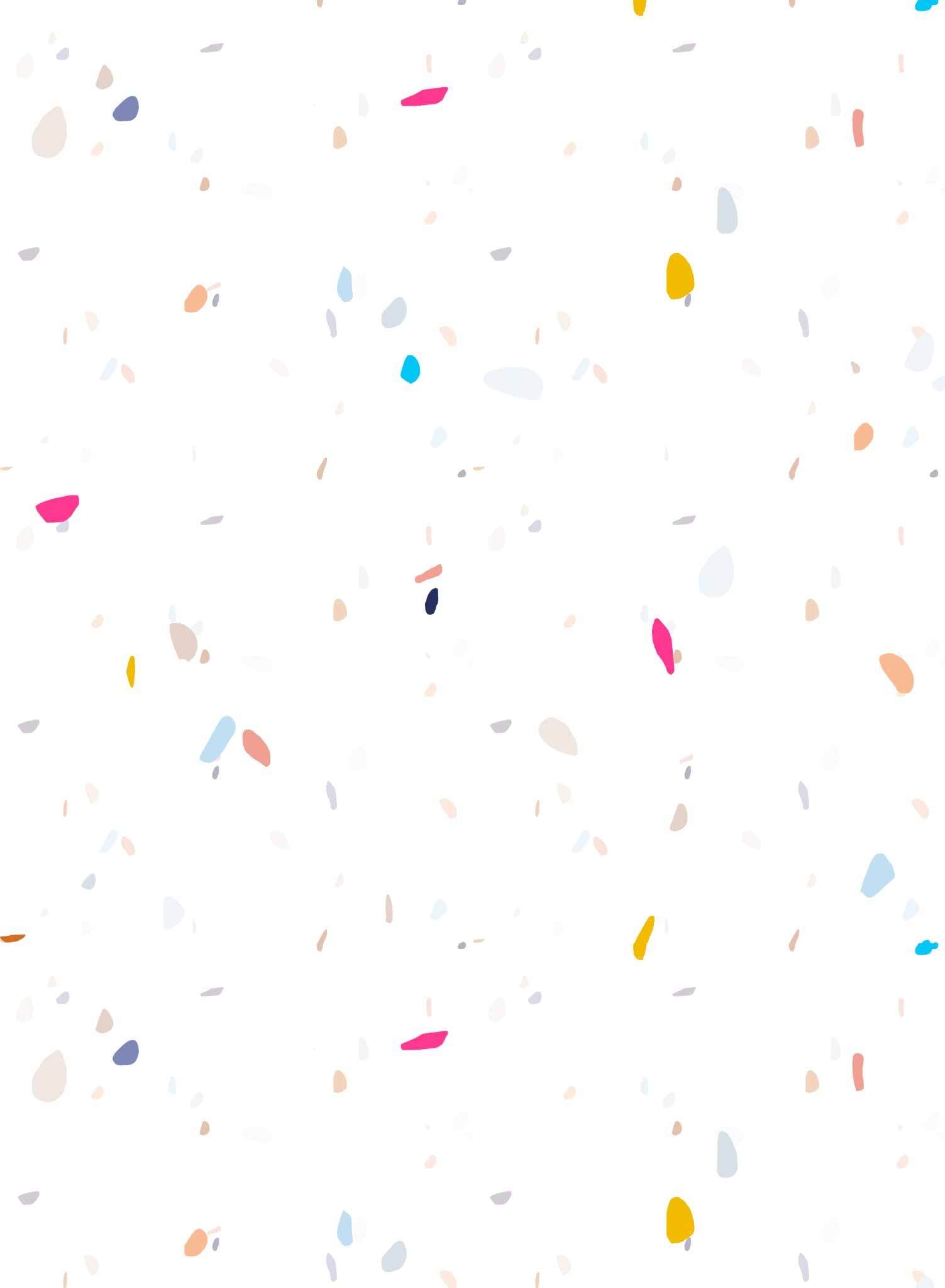 Confetti is a minimalist wallpaper by Opposite Wall of colourful confetti floating around.