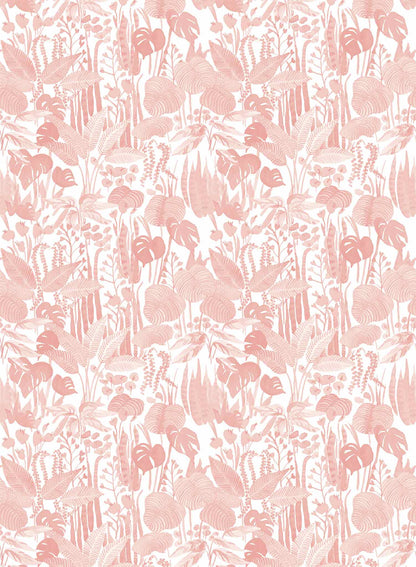 Tropicalia is a minimalist wallpaper by Opposite Wall of a variety of tropical plant leaves.