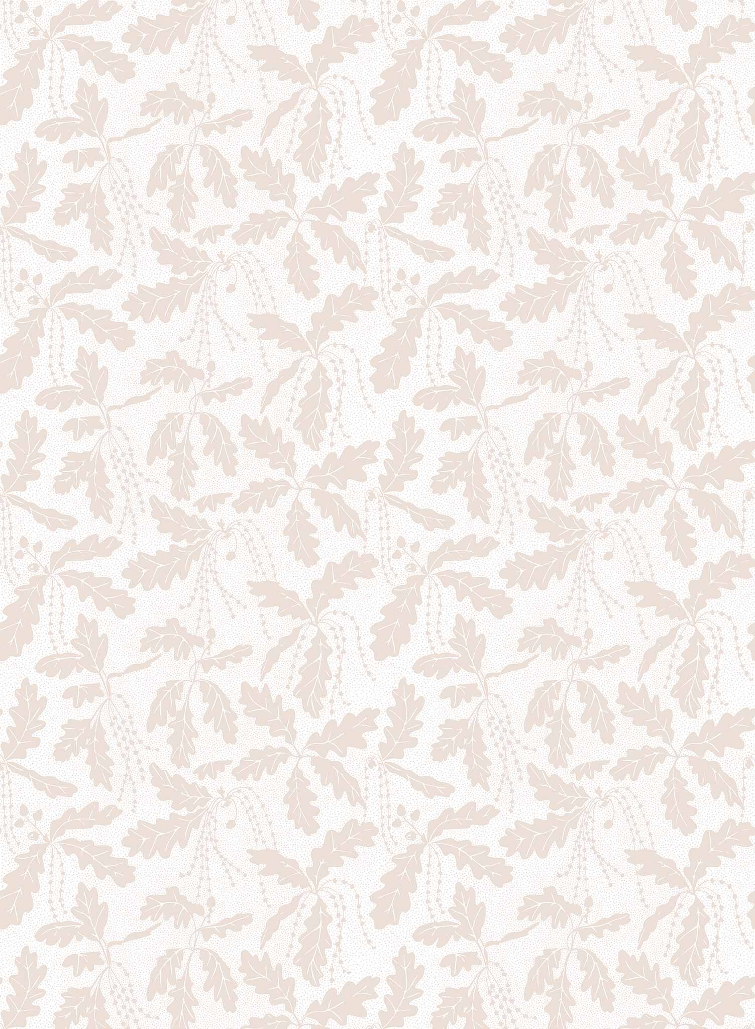 Oak Catkin is a minimalist wallpaper by Opposite Wall of leaves and catkins of oak trees.